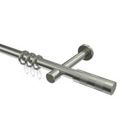 GARDINENSTANGEN-SET Prestige Mavell 180 cm, 1-läufig, 20 mm Ø Edelstahl-Optik - Edelstahlfarben/Silberfarben, Metall (180cm) - INTERDECO