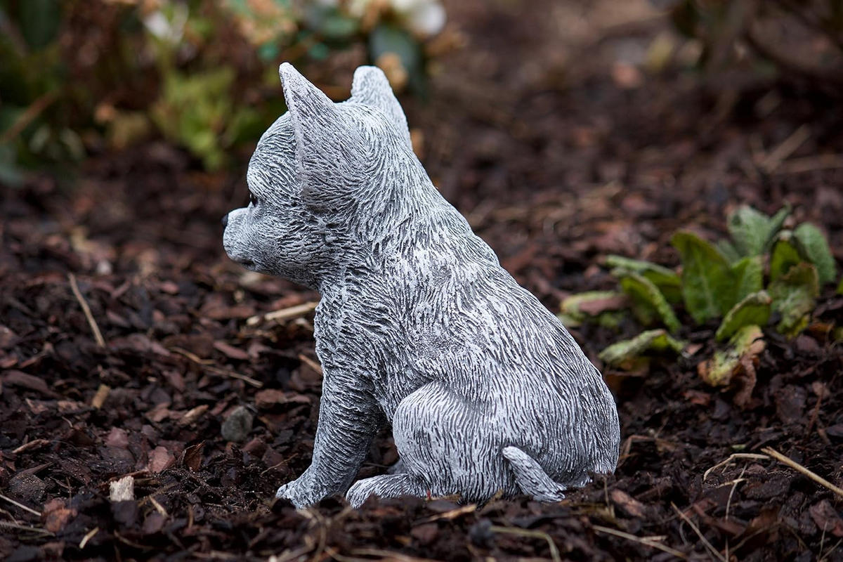 STEINFIGUR Chihuahua Hund, Frostfest, Steinguss - Grau, Stein (12/16/14cm) - stoneandstyle