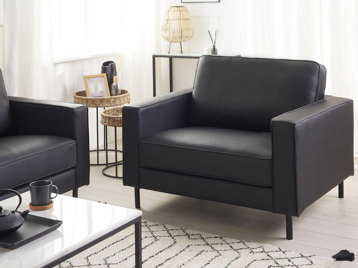 SESSEL Leder schwarz Savalen - Schwarz, Leder (117/87/91cm) - Beliani