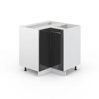 ECKUNTERSCHRANK Fame-Line Anthrazit Hochglanz 80.5 cm ohne AP - Anthrazit/Weiß, Holzwerkstoff (80.5/82/51.6cm) - Vicco