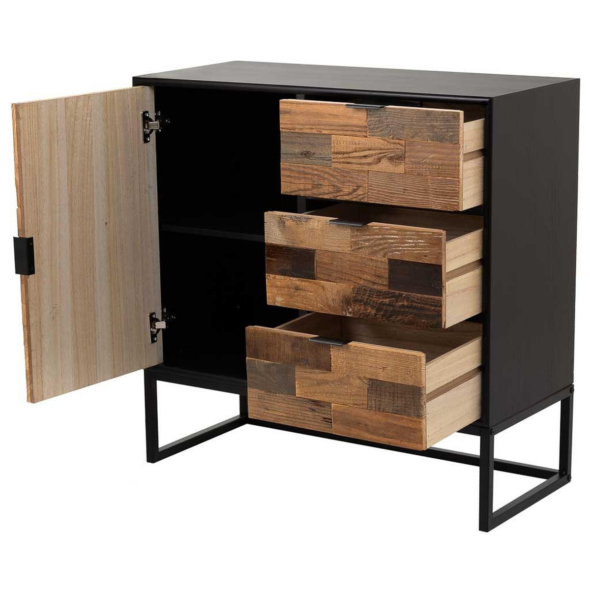 ANRICHTE aus Holz und Metall, braun, 80x34x80 cm - Schwarz, Holzwerkstoff (80/80/34cm) - Wanderlust