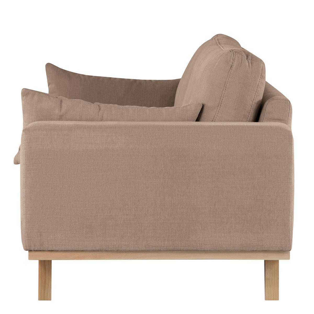 3-SITZER SOFA - Taupe/Buchefarben, Buchenholz/Textil (237/81/88cm) - home24