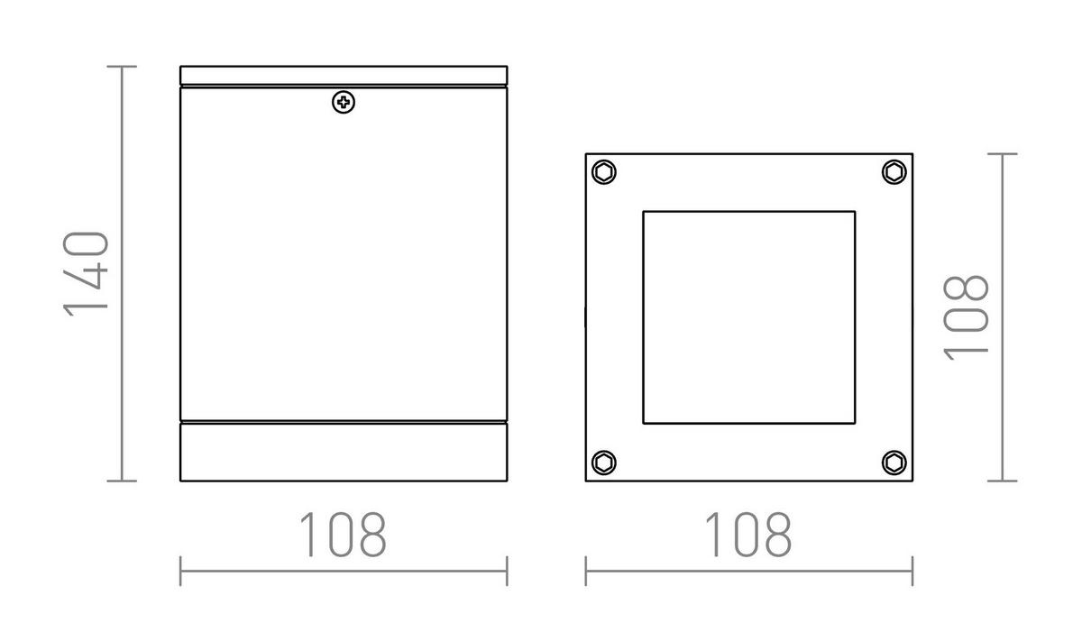 AUSSENLEUCHTE QUADRA M Silbergrau 8 W IP54 - Grau, Metall (108/108/14cm) - Rendl