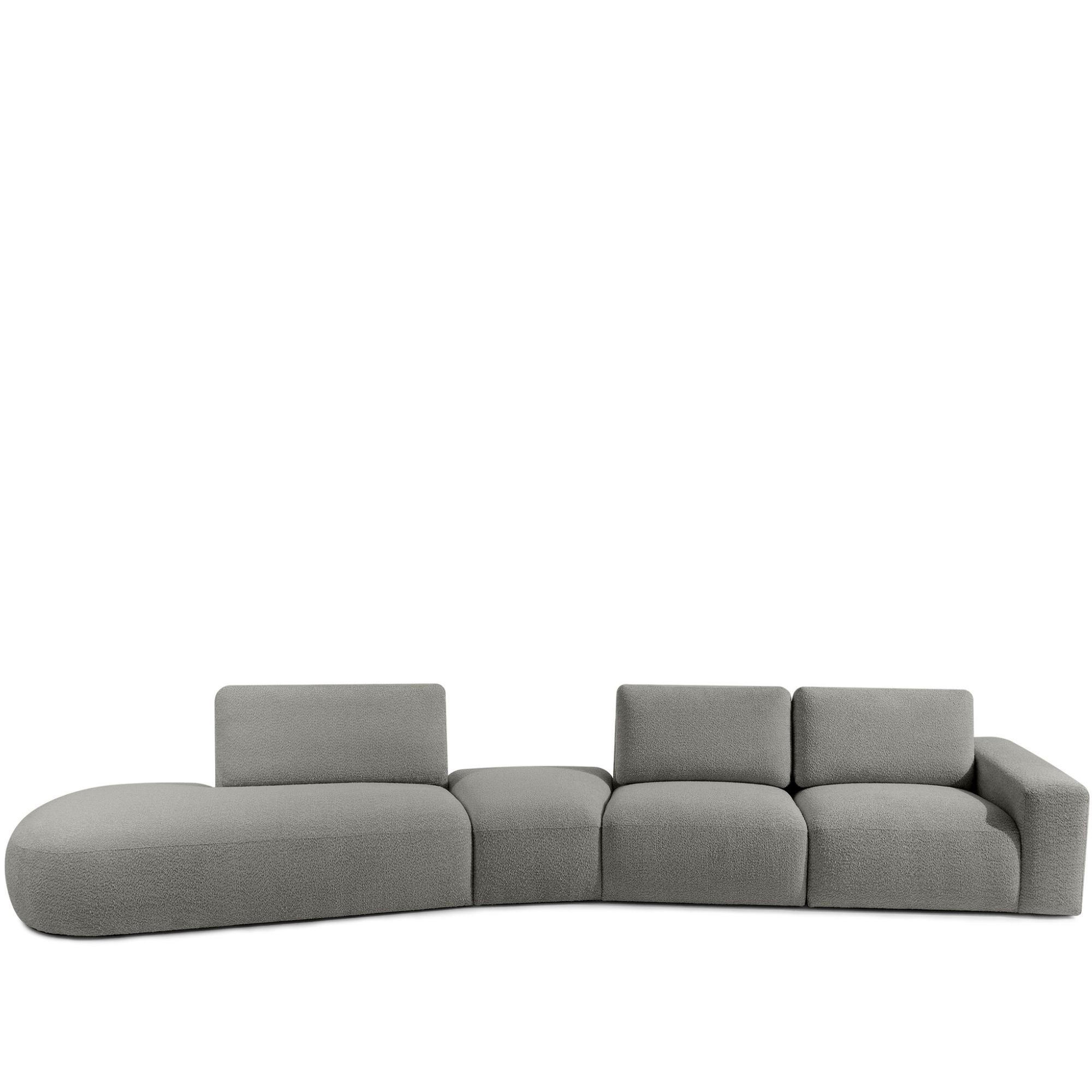 5-SITZER ECKSOFA ZUCCO Boucle links, Grau - Grau, Textil (430/84/105cm) - KONSIMO®