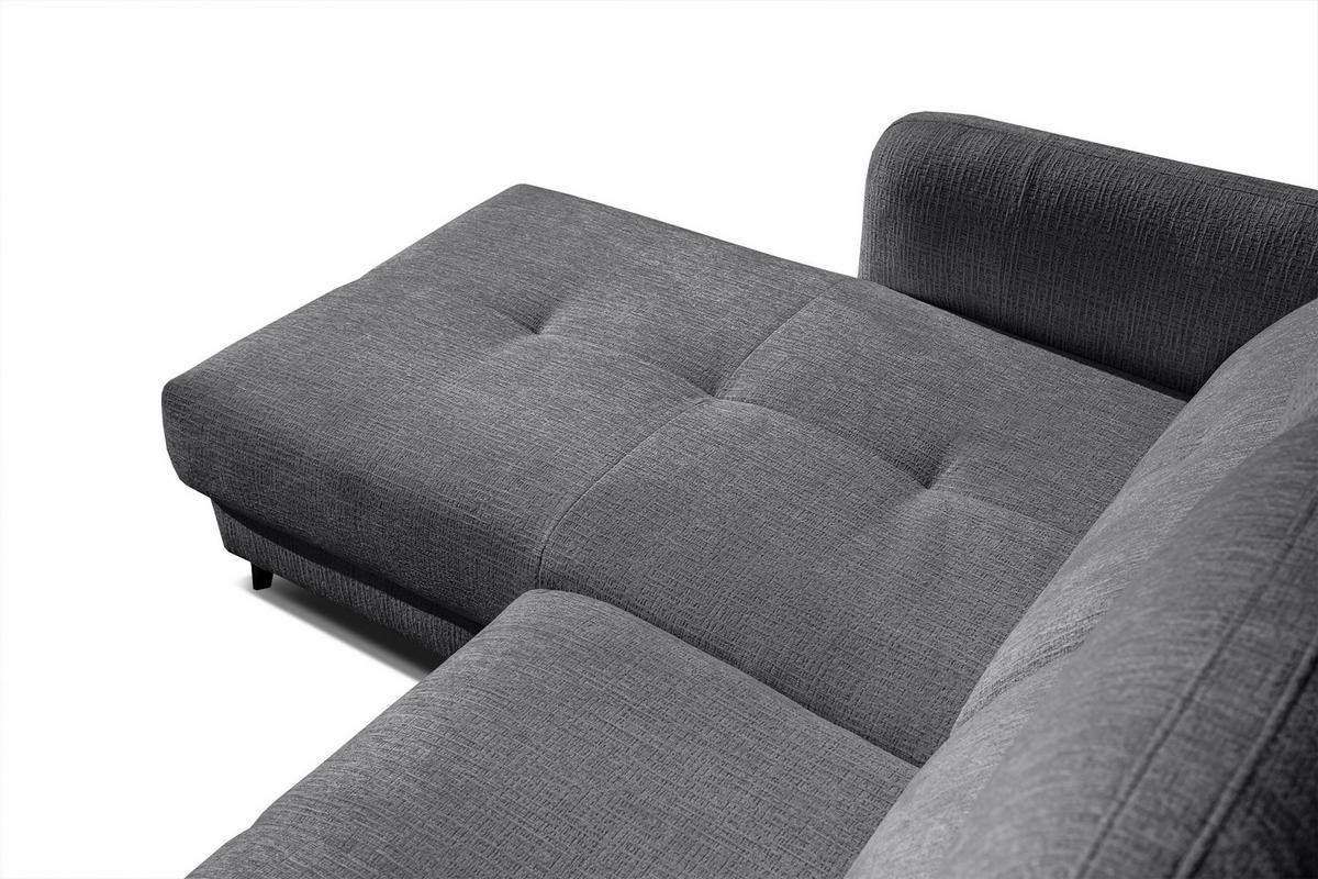 ECKSOFA SVEN 3-Sitzer, 1 Relax XL, verstellbare Kopfstützen, dunkelgrau - Anthrazit/Schwarz, Holzwerkstoff/Textil (256/163cm) - Courtois Laville