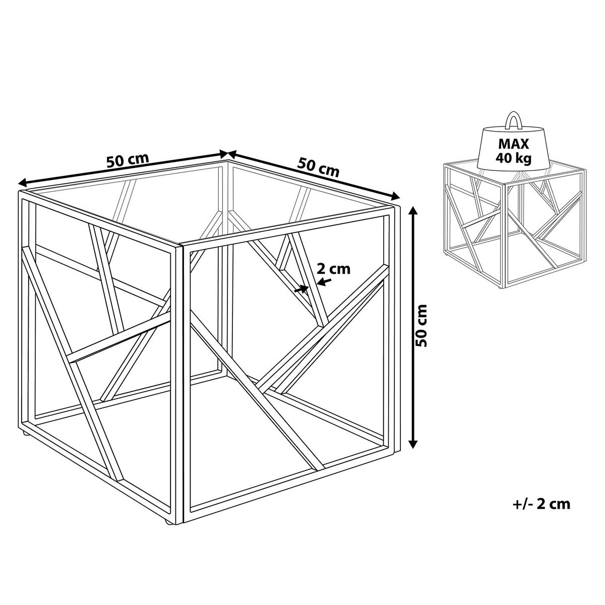 BEISTELLTISCH Glas silber quadratisch 50/50 cm Orland - Silberfarben, Glas (50/50/50cm) - Beliani