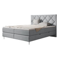 BOXBETT Letra - Chromfarben/Hellgrau, Holz/Textil (140/200cm) - MIRJAN24
