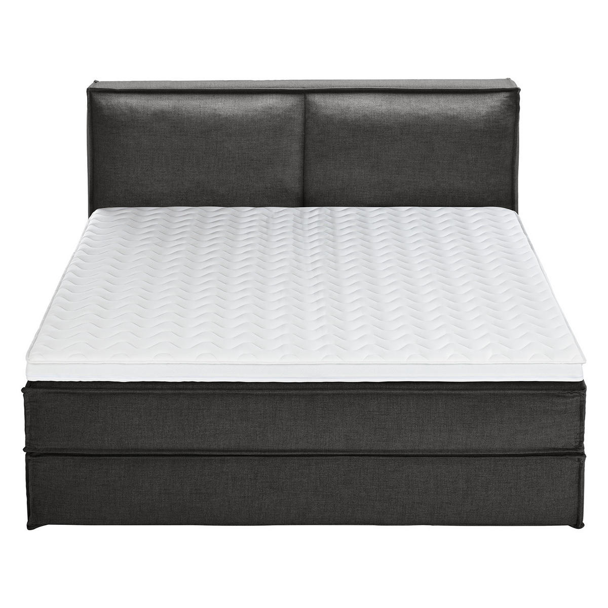 BOXSPRINGBETT mit Kopfteil - Premium - Anthrazit, Textil (200/220cm) - home24