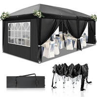 FALTPAVILLON 3 x 6 m Schwarz mit 6 Seitenteilen Wasserdicht UV-Schutz 50+ - Schwarz, Textil (300/255/600cm)
