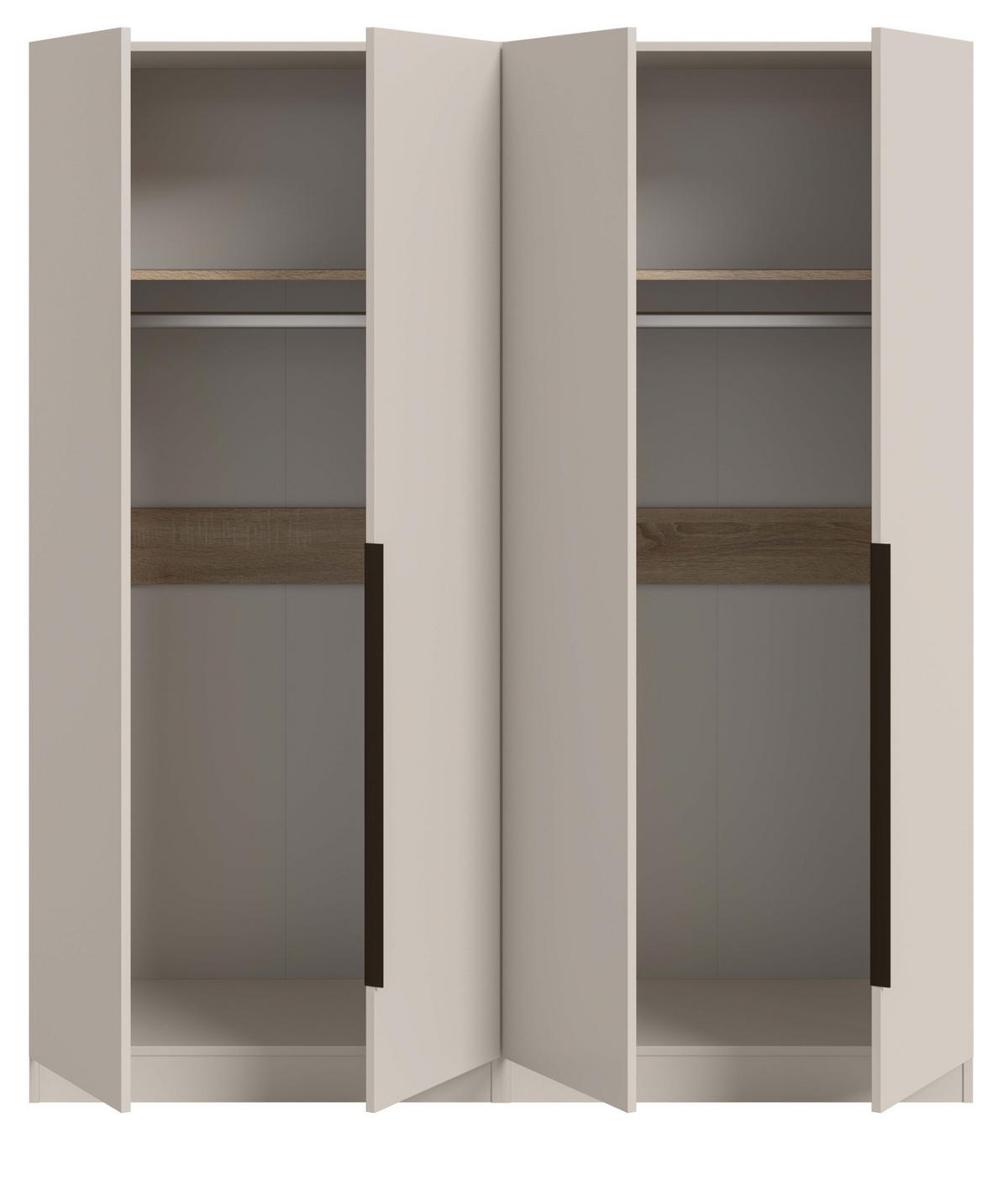 KLEIDERSCHRANK kaschmir 160 x 181 cm, Drehtürenschrank 4-türig - Kaschmir/Schwarz, Holzwerkstoff/Kunststoff (160/181/52cm) - Inn.Furn