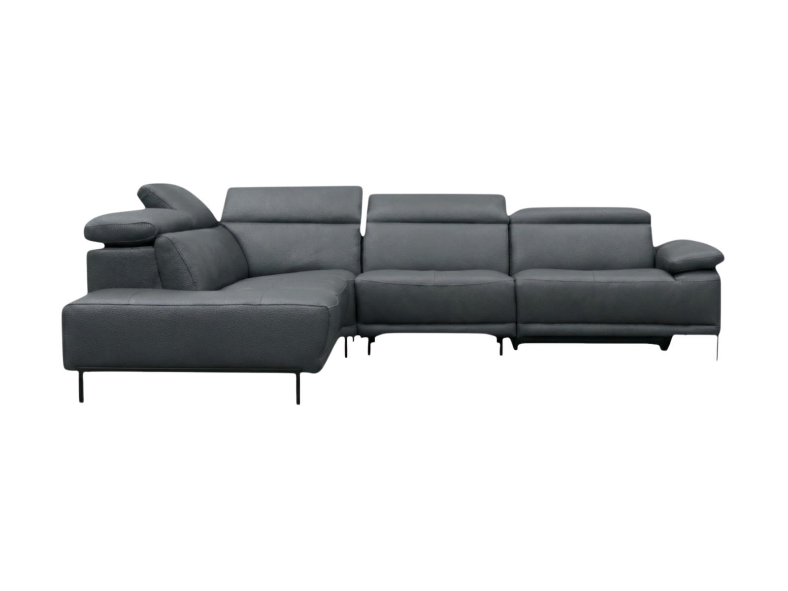 ECKSOFA Linus Echtleder Anthrazit - Anthrazit, Leder/Metall (220/262cm)