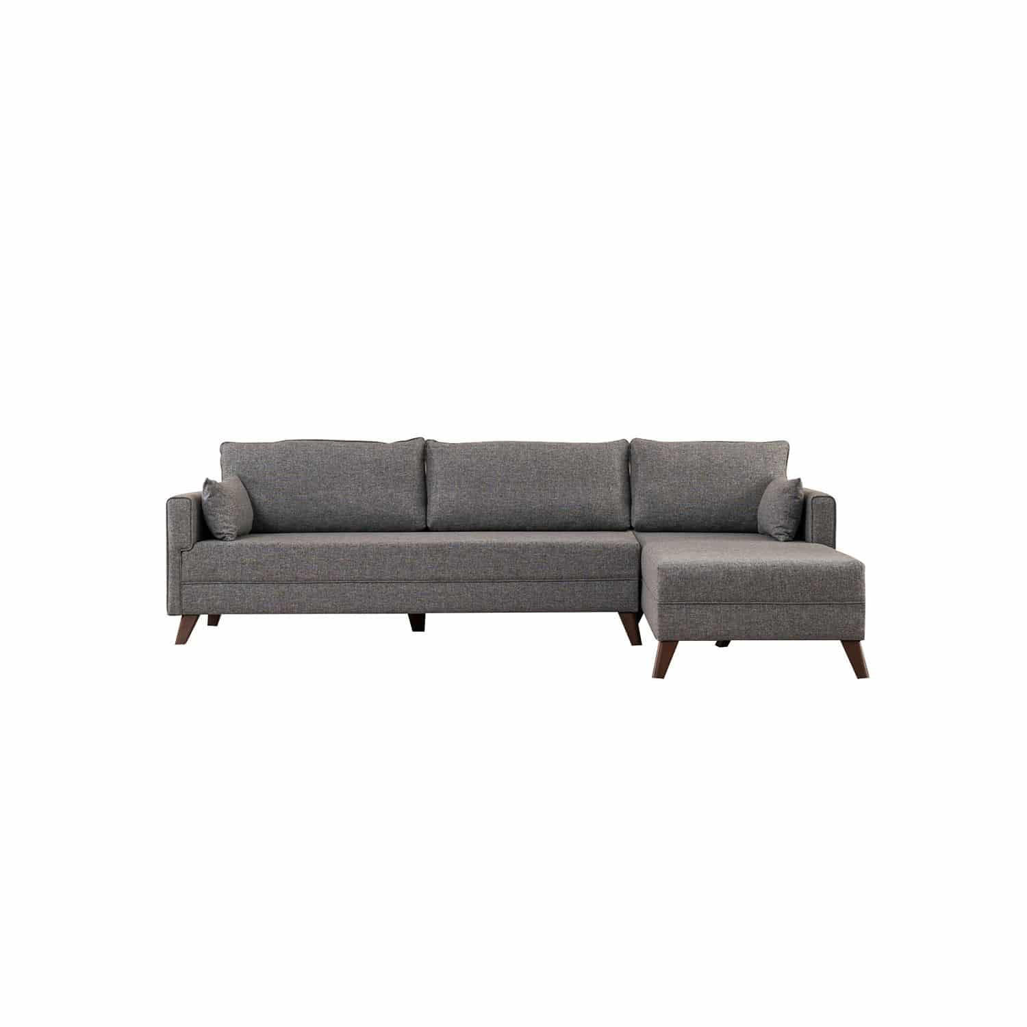 ECKSOFA mit losen Rückenkissen und Schlaffläche - Walnussfarben/Braun, Holz/Kunststoff (165/275cm) - myHomelando