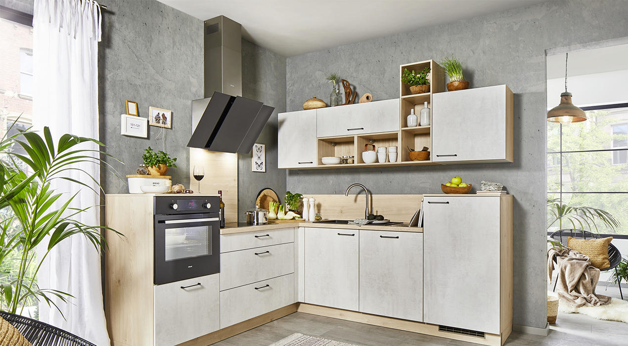 Eckküche weiß holz