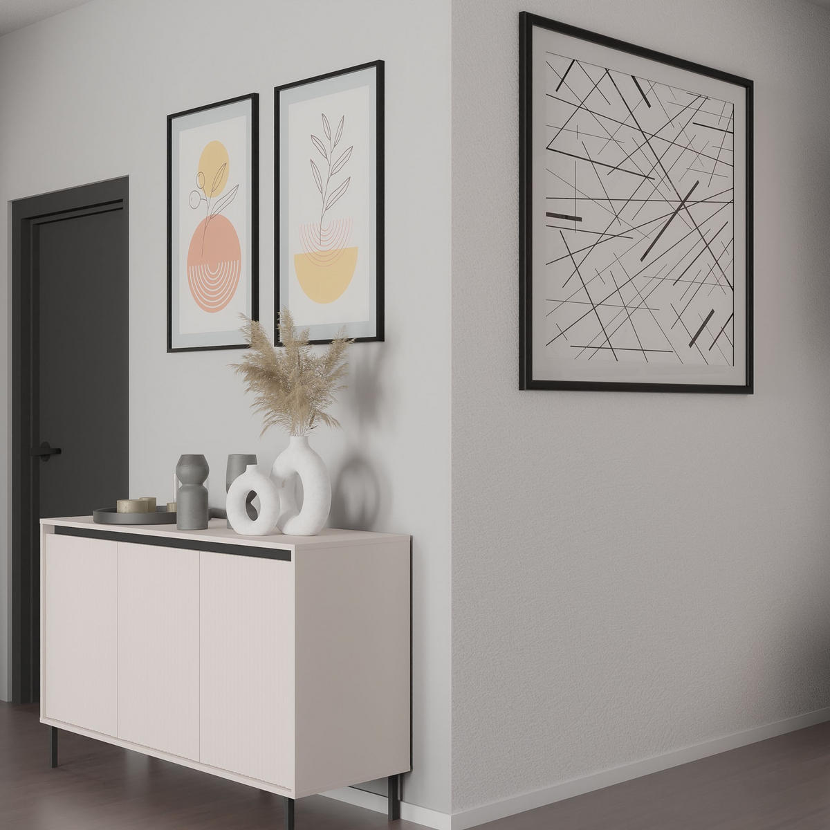 SIDEBOARD OSTIA 149/85/40 cm mit 3 Türen Beige - Beige, Holzwerkstoff (149/85/40cm) - MASSENO