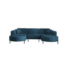 WOHNLANDSCHAFT Valencia - Blau, Holzwerkstoff/Textil (299/80/165cm) - Fun Möbel