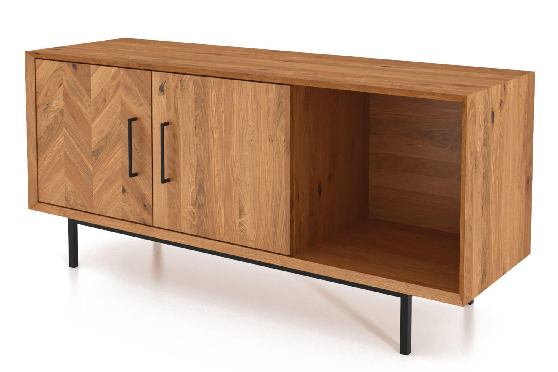 KOMMODE BREIT LEON Wildeiche - Wildeiche, Holz (144/65/45cm) - byoak