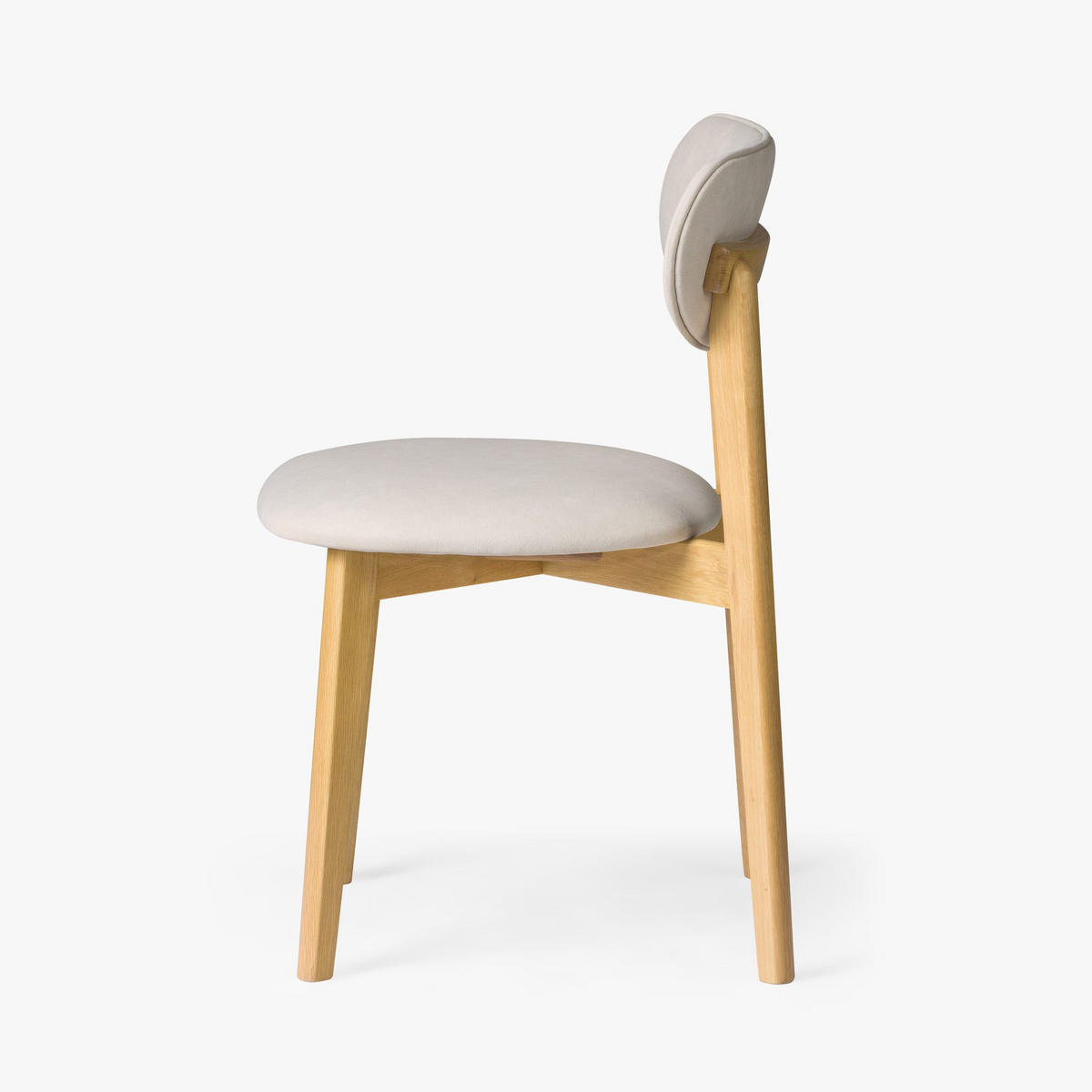 ESSZIMMERSTUHL Theo 2er Set, Natur Eiche + beiger Stoff - Creme, Holz (48.5/79/53.2cm) - WOODEK