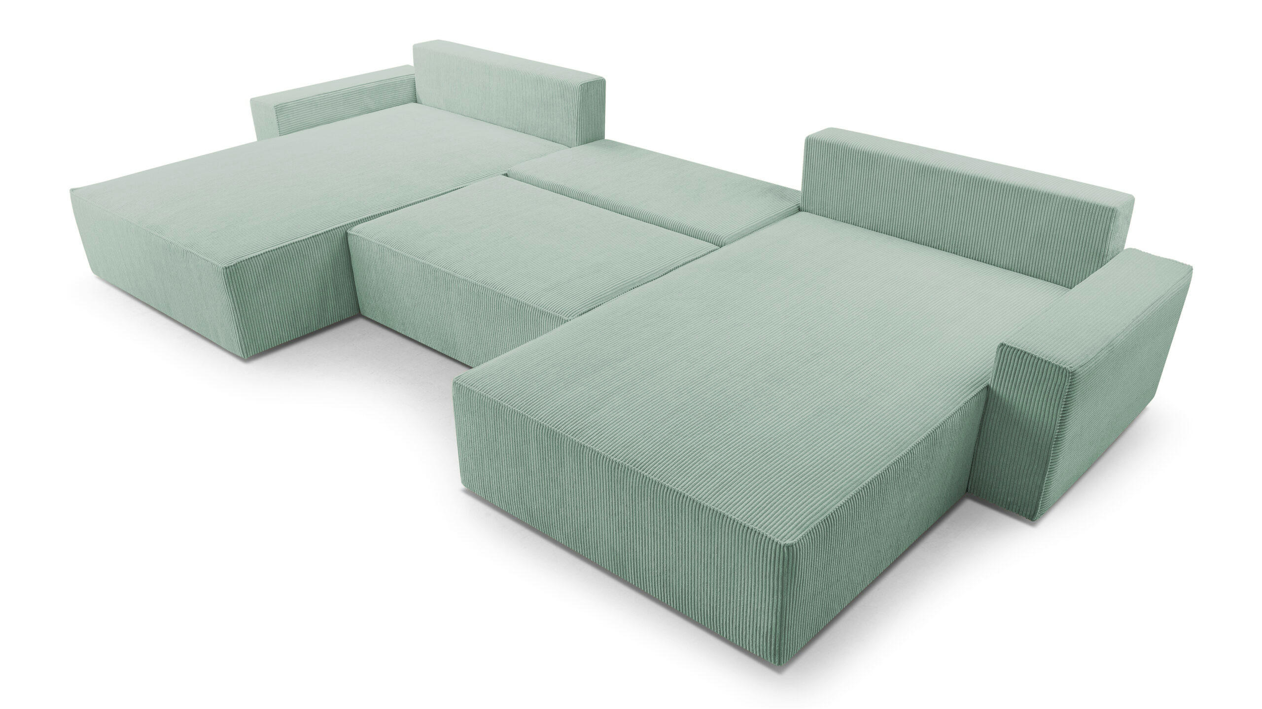 WOHNLANDSCHAFT - Denver U - Mintgrün - Mintgrün, Holz (410/85/200cm) - Möblo