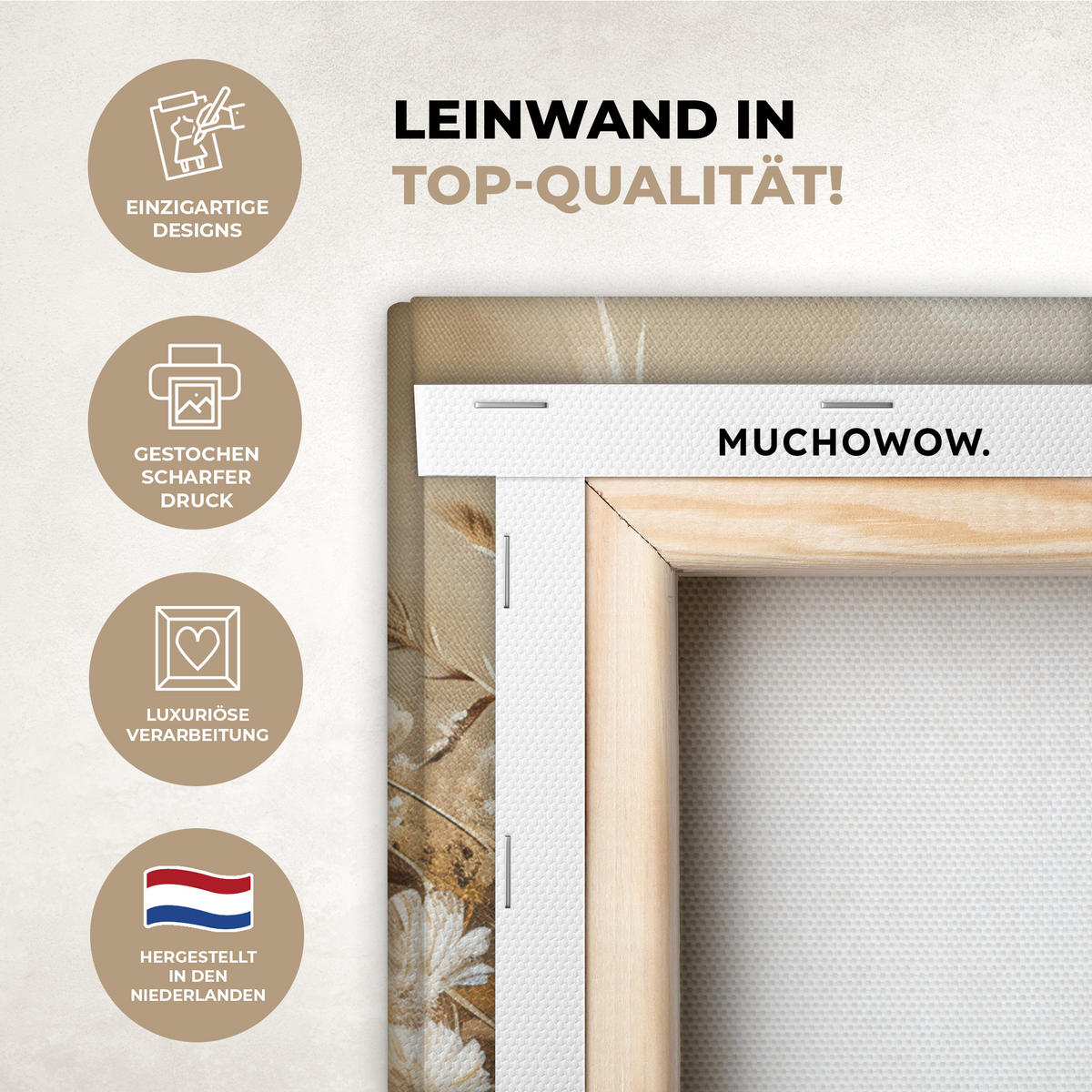 LEINWANDBILD Blumen - Vase - Stilleben - Beige 20x30 cm - Creme, Textil (20/30cm) - MuchoWow