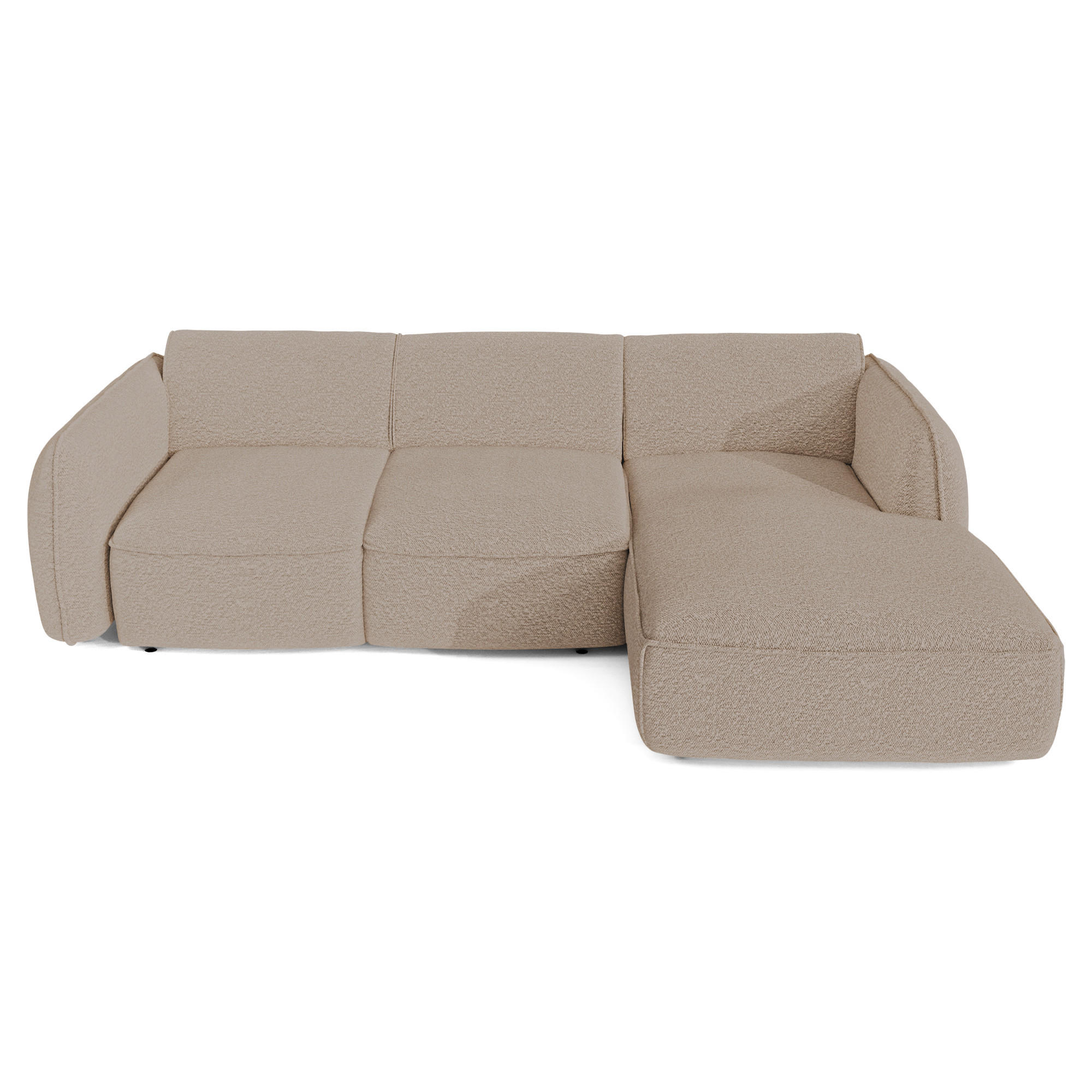 ECKSOFA RECHTS Bouclé-Stoff 274cm - Beige, Textil (274/174cm) - Sia Home