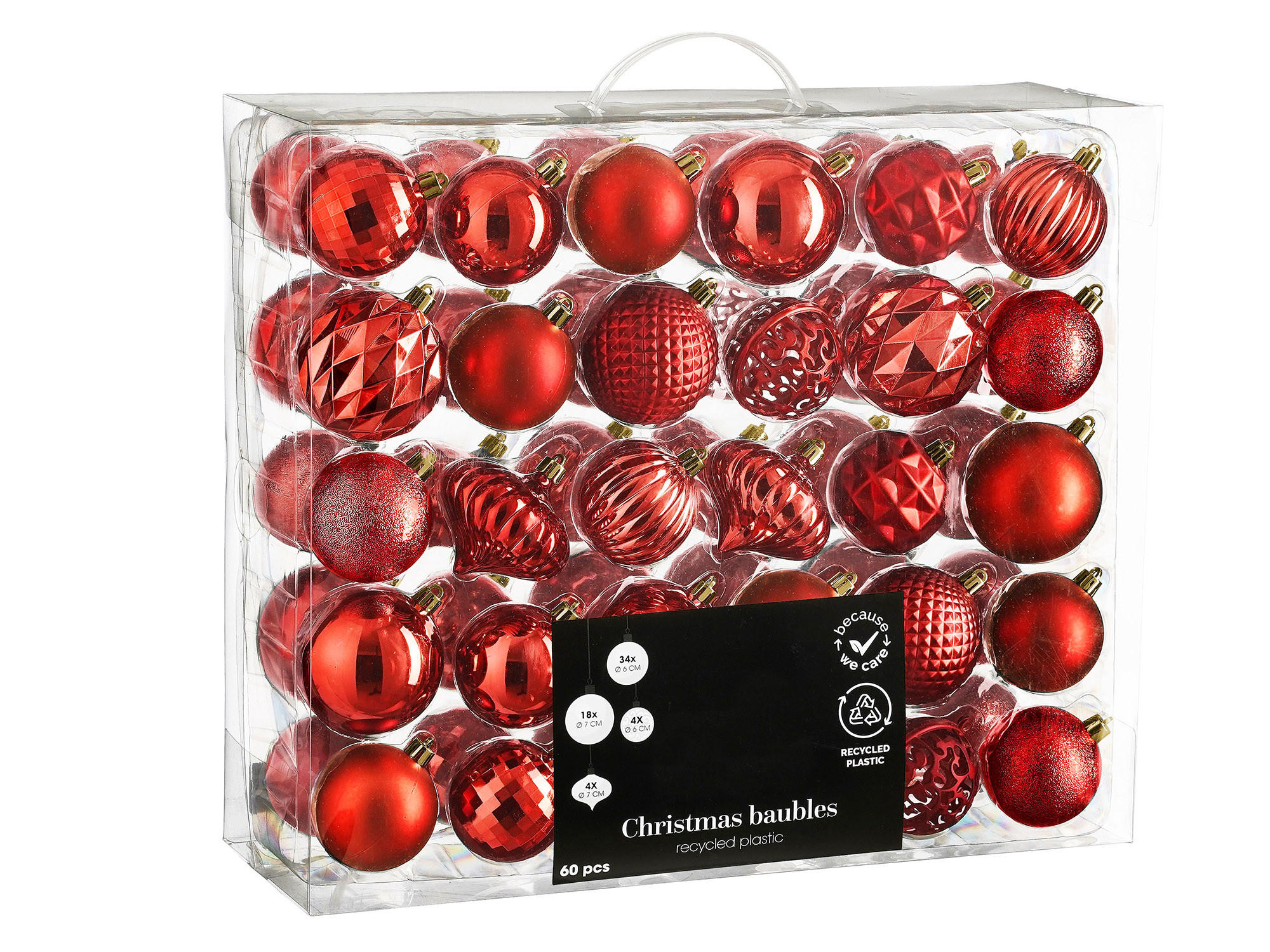 WEIHNACHTSKUGELN 60er-Set rot, 7 cm - Rot, Kunststoff (45/45/75cm) - LAALU