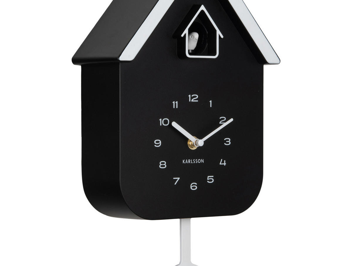 WANDUHR Dupla Color Cuckoo Schwarz 21.5/21.5/41.5 cm - Schwarz, Kunststoff (21.5/41.5/21.5cm) - Karlsson