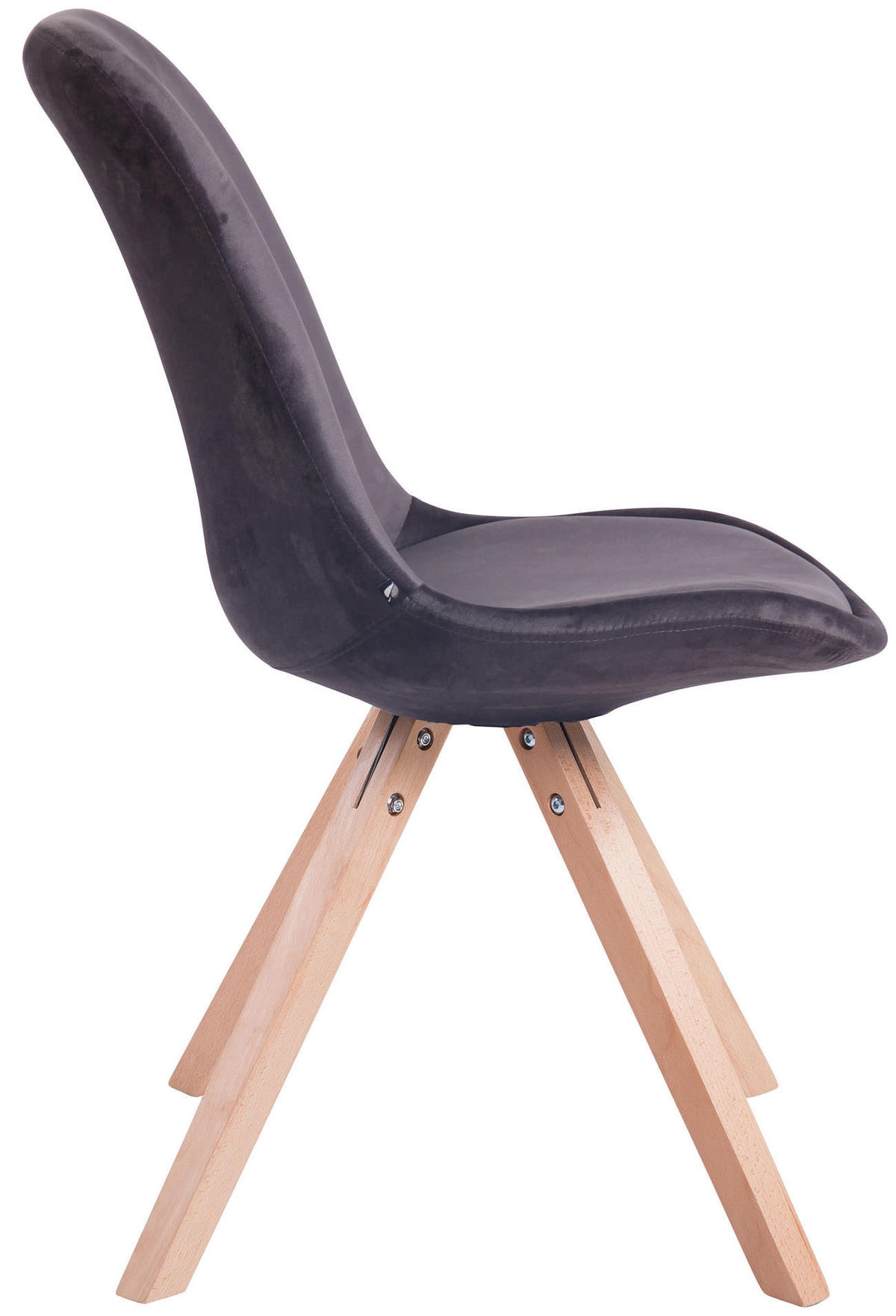 STUHL Samt dunkelgrau - Eukalyptusholzfarben/Dunkelgrau, Holz/Textil (48/84/56cm) - CLP