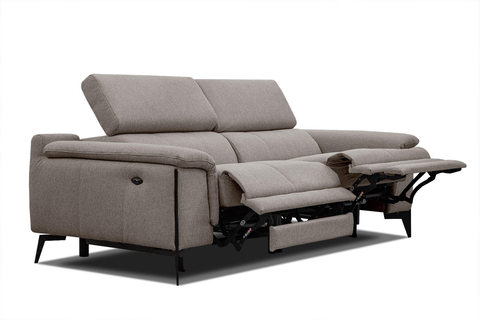 RELAXSOFA MATERA 3-Sitzer mit 2 Relaxfunktionen, taupe - Taupe/Schwarz, Holzwerkstoff/Textil (212/82/103cm) - Courtois Laville