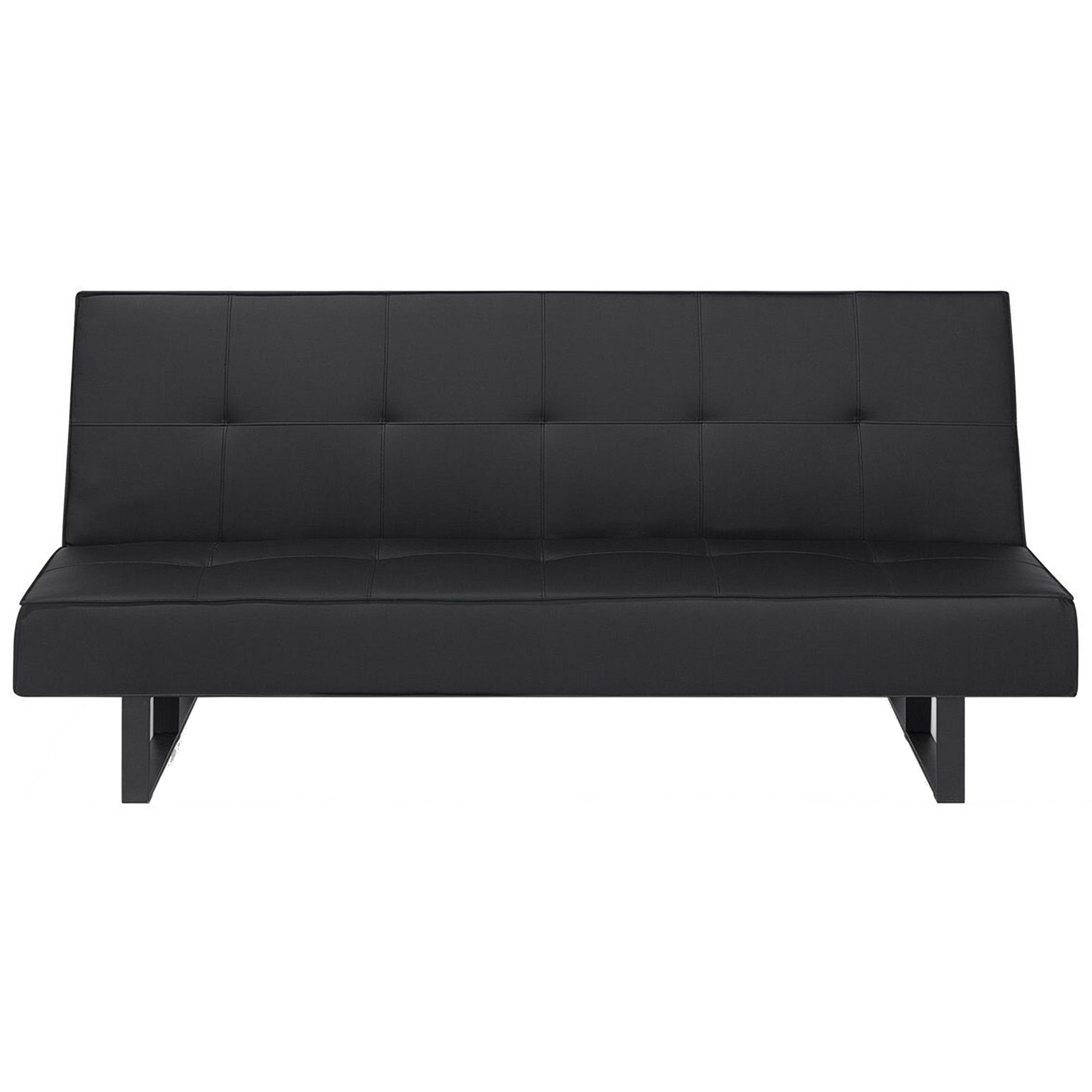 3-SITZER-SCHLAFSOFA Kunstleder Schwarz Derby - Schwarz, Kunststoff/Textil (189/85/88cm) - Beliani