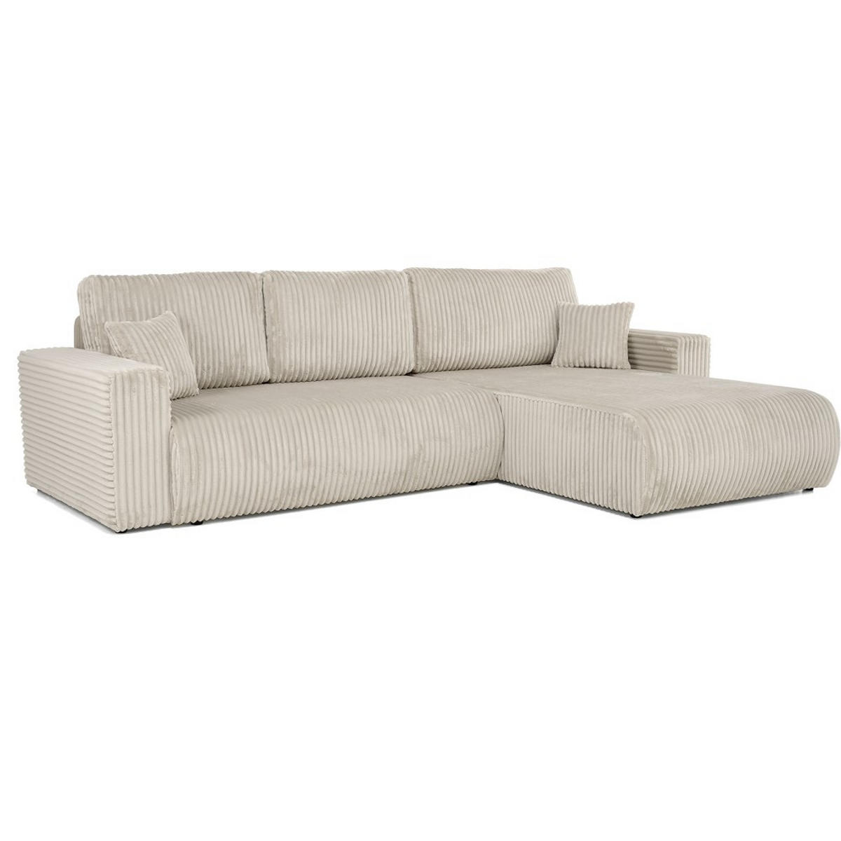 ECKSCHLAFSOFA Porto mit universelle Ottomane, Beige - Beige/Schwarz, Textil (288/190cm) - Beautysofa