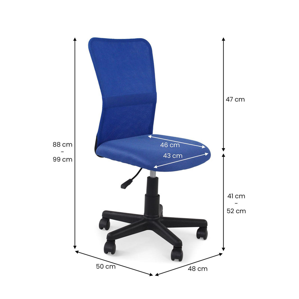 BÜRODREHSTUHL TODI - Blau, Textil (41/99/50cm) - IDIMEX