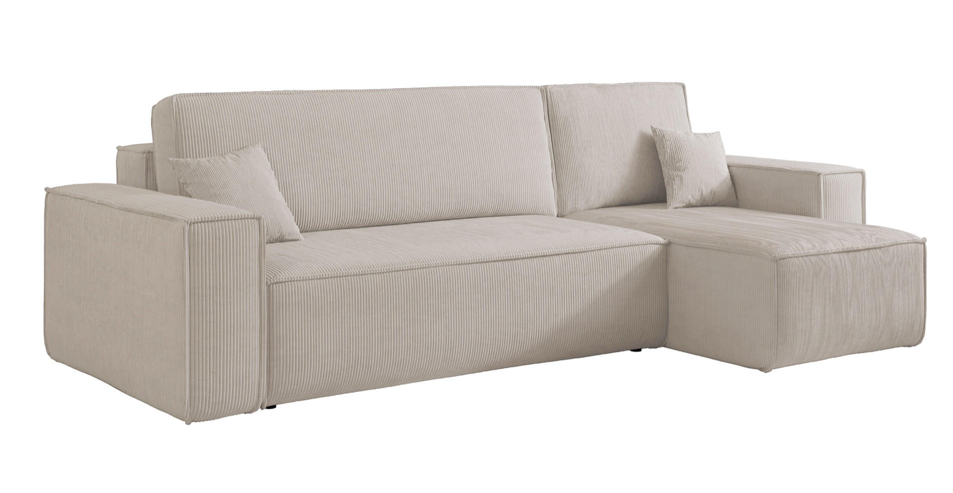 ECKSOFA Scarlo Hellbeige Cordbezug - Ecru/Schwarz, Kunststoff/Textil (244/145cm) - Selsey