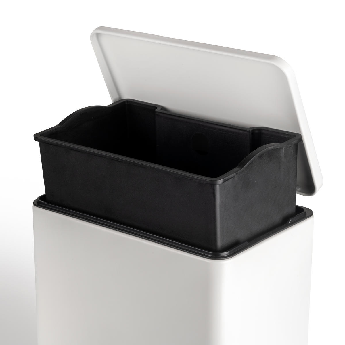 RECYCLINGBEHÄLTER für Outdoor, Deckelöffnung mit Fußpedal, rechteckig, 1x12 Liter, Aluminium, weiss lackiert - Weiß, Metall (33.5/46/28.5cm) - EMUCA