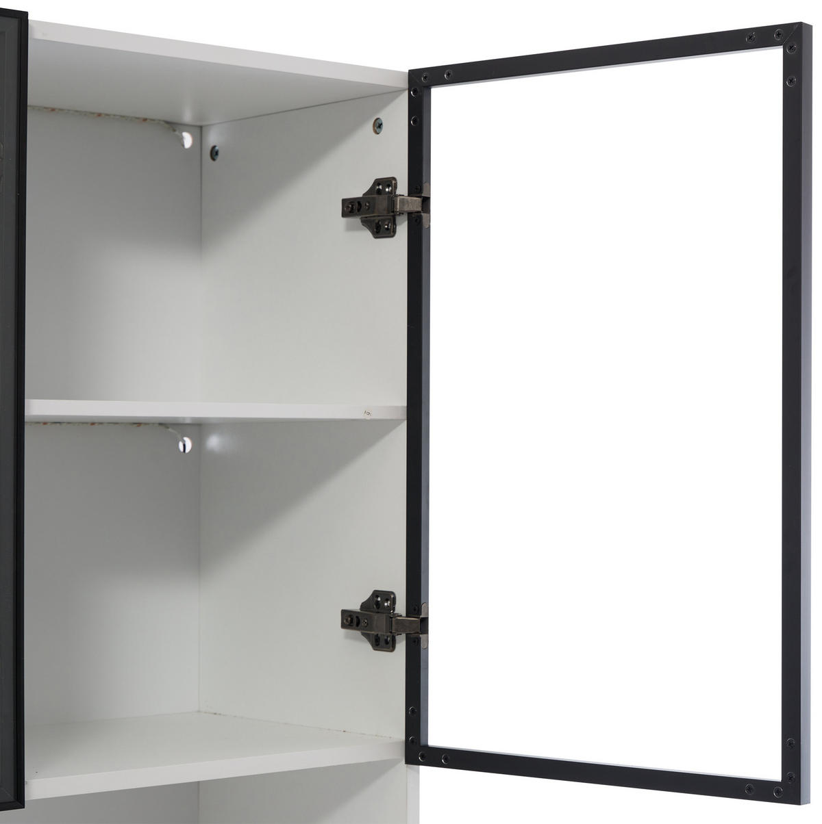 HIGHBOARDNSCHRANK 120/35/200 cm in Weiß mit LED-Beleuchtung und 3 Glastüren - Weiß, Holzwerkstoff (120/200/35cm) - Flora Grace