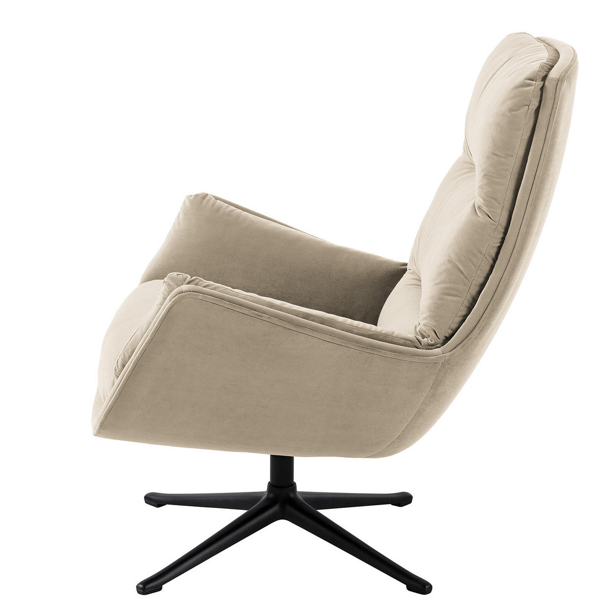 SESSEL mit Kreuzfuß - Beige/Schwarz, Textil/Metall (83/95/97cm) - home24