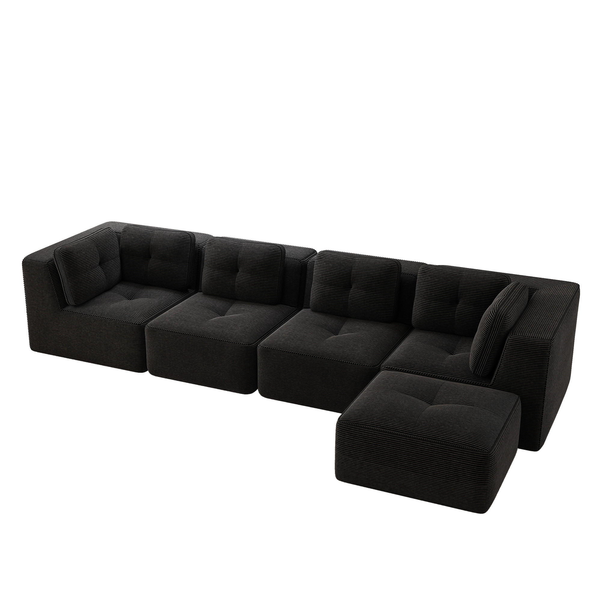 ECKSOFA DE-34220 4-Sitzer mit Tiefsitz Schwarz - Schwarz, Textil (177/386cm) - ComfortXL