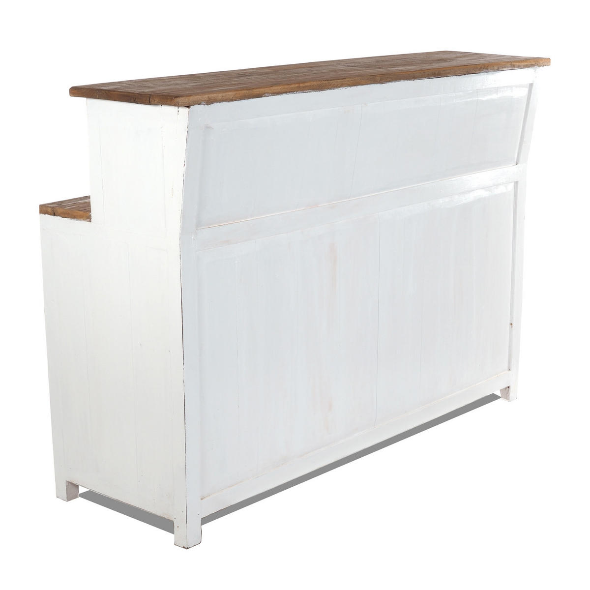 BARSCHRANK PUREWOOD Recyclingholz massiv, Vintage-Look 06 weiß-landhaus - Weiß, Holz (150/110/55cm) - DESIGN DELIGHTS
