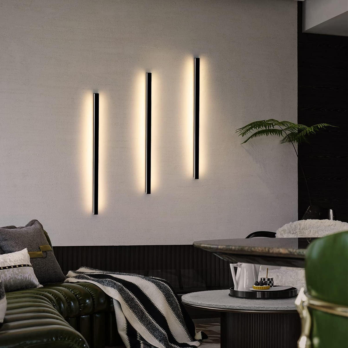 NÁSTĚNNÉ LED svítidlo Yarus 2,5/3,8/80 cm (sada 2 ks) - černá, kov (3.8/80/2.5cm) - Nettlife