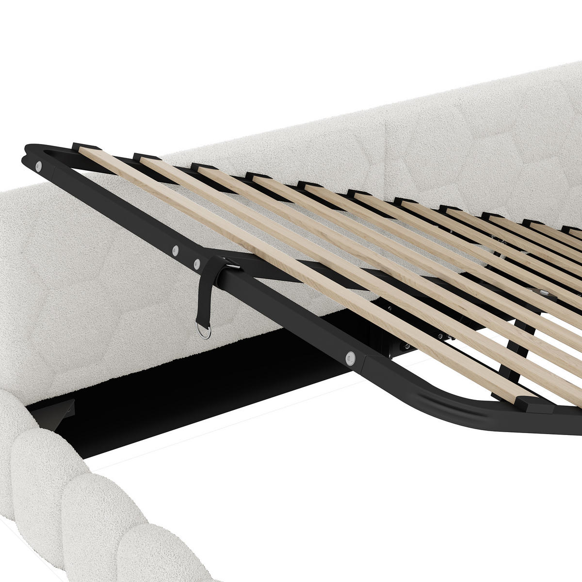 KINDERBETT 90x200cm mit Lattenrost (ohne Matratze)，mit LED-Lichtleiste- Weiß - Weiß, Holz/Textil (90/200cm) - KOMHTOM