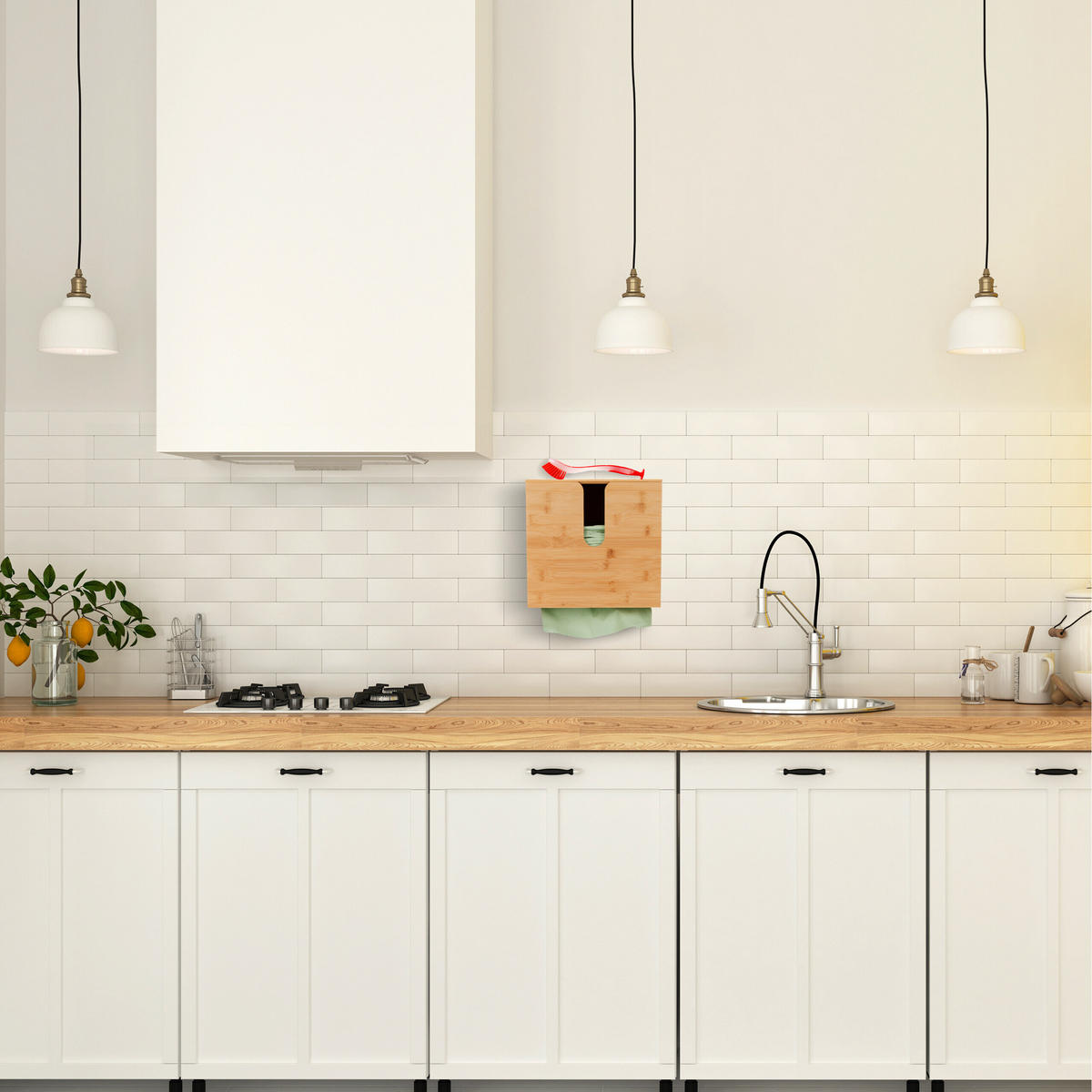 PAPIERHANDTUCHSPENDER - Hellbraun, Holz (27/26/13cm) - Relaxdays