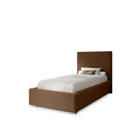 POLSTERBETT Aura 80x200 cm, Einzelbett mit Bettkasten und Lattenrost aus Holz, Velourstoff: Dunkelbraun - Dunkelbraun, Holz/Kunststoff (80/200cm) - Marpur