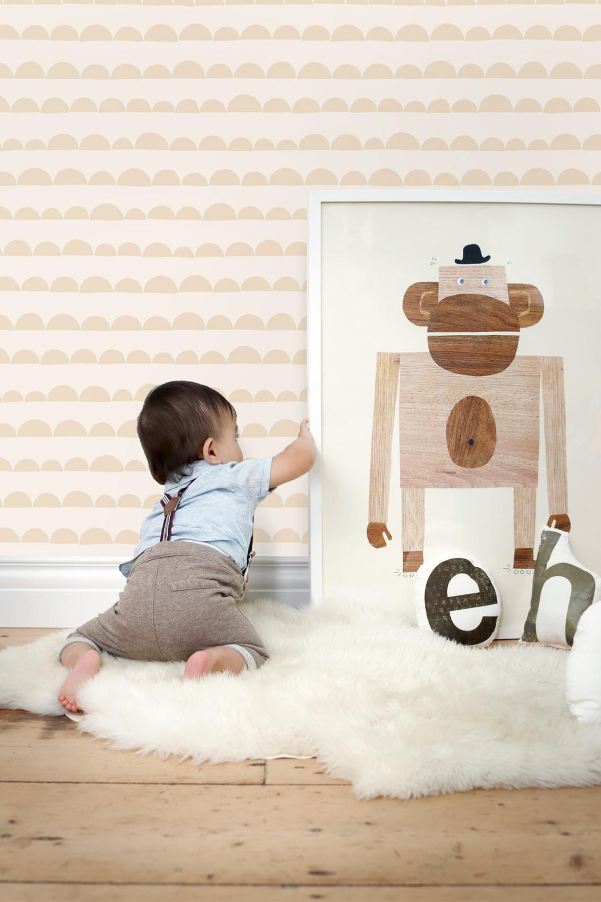 TAPETE grafisches Motiv 50 x 900 cm - Beige, Papier (50/0.1cm) - ESTAhome