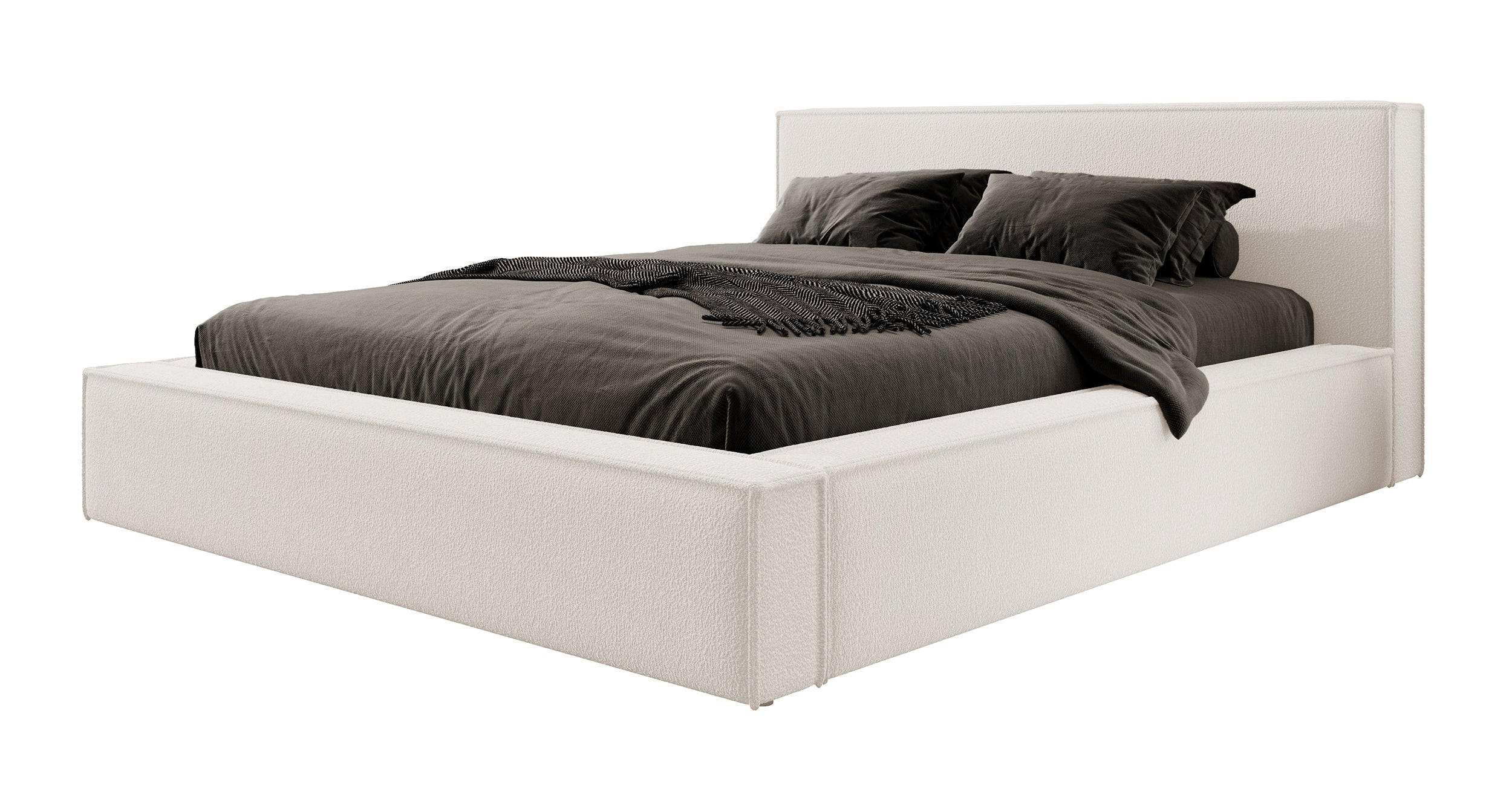 POLSTERBETT Bocalio Cremeweiß Boucle 180 cm - Creme, Textil (180/200cm) - Selsey