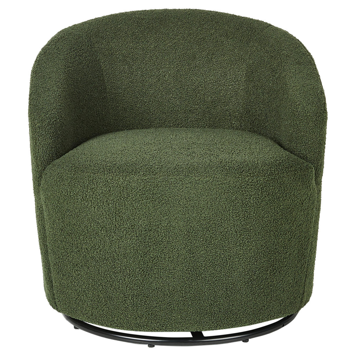 DREHSESSEL Bouclé Dunkelgrün Davik - Schwarz/Grün, Textil (62/67/63cm) - Beliani