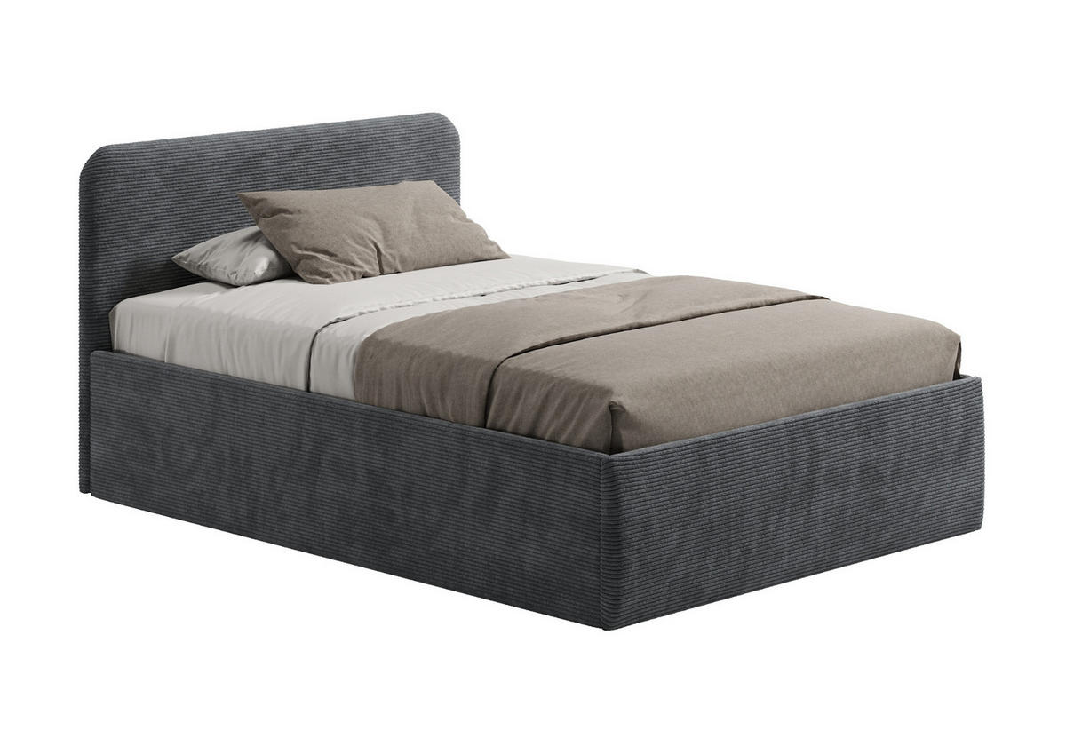 POSLTERBETT 120x200 cm in Anthrazit - Anthrazit, Holzwerkstoff/Textil (120/200cm) - Home Collective