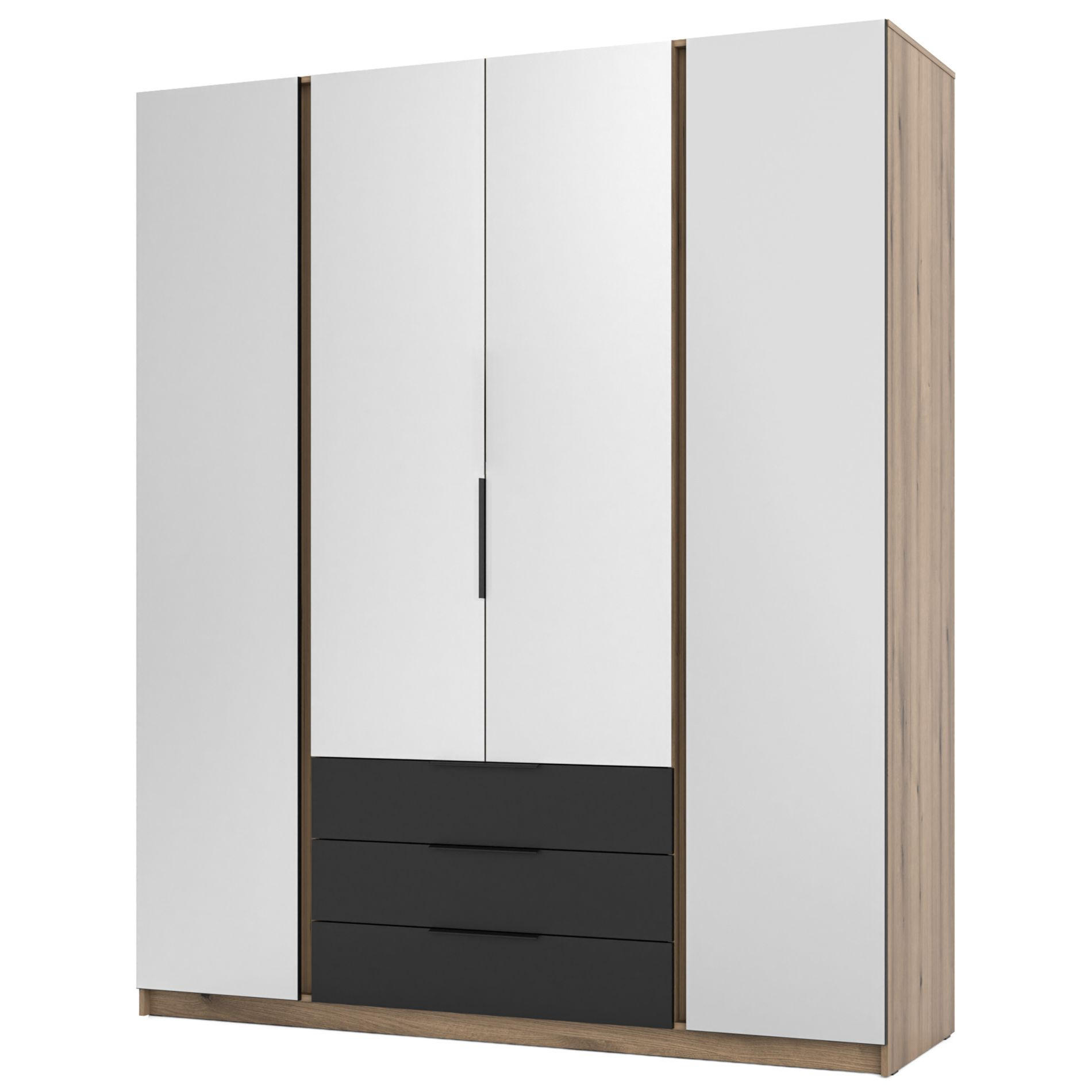 KLEIDERSCHRANK Kaja Schwarz/Eiche 200 cm - Schwarz, Holzwerkstoff/Metall (200/239/61.9cm) - Selsey