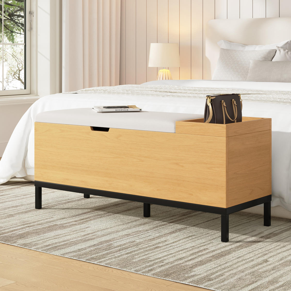 SCHUHBANK Aufbewahrung Sitz natural 115x40x49.5cm - Naturfarben, Holzwerkstoff (40/49.5/115cm) - FLIEKS
