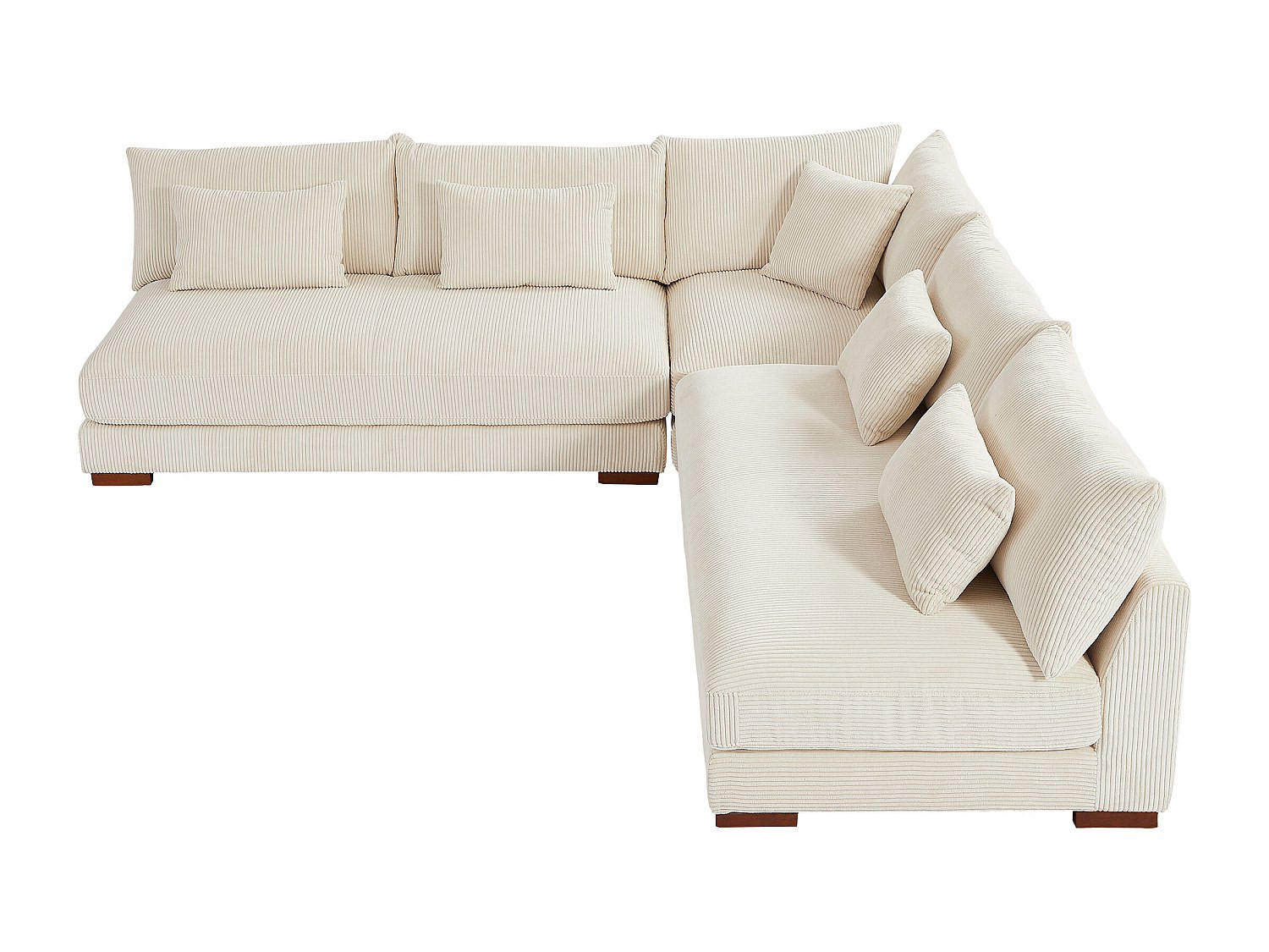 SOFA ohne Schlafmöglichkeit - 6 Personen - Samt, Stoff - Beige - Beige, Textil (275/85/275cm) - Vente-Unique