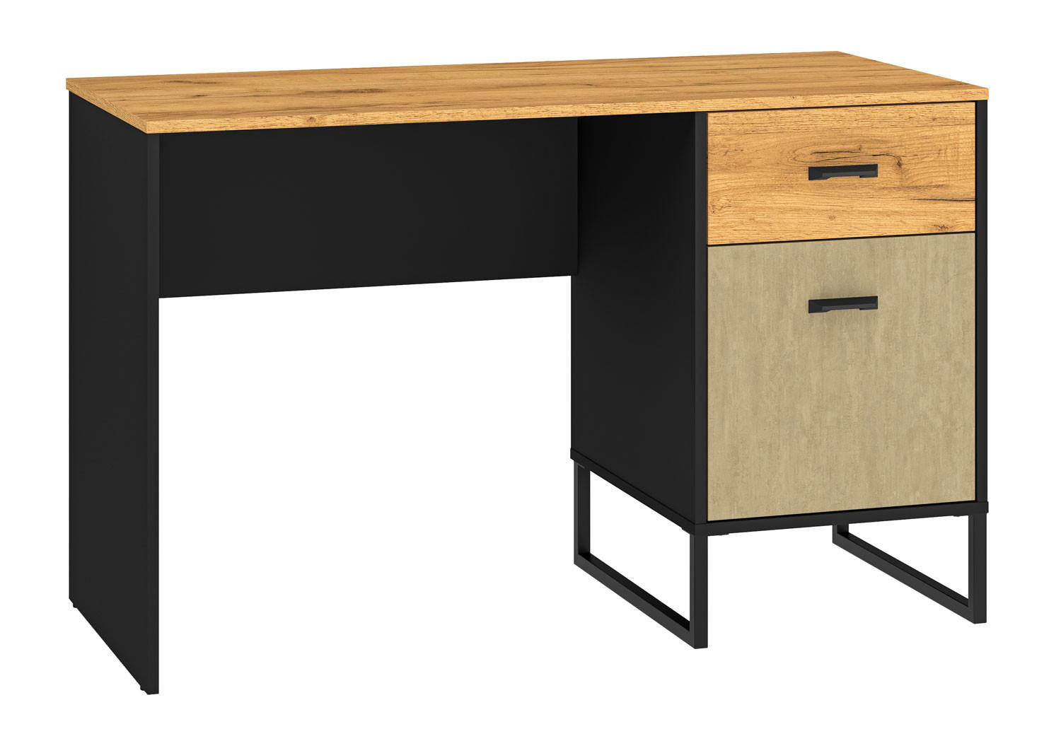 SCHREIBTISCH Colt schwarz / Craft Gold Eiche / Premium Steel 120 / 55 / 75cm - Braun/Grau, Holz/Holzwerkstoff (55/120/75cm) - Feldmann-Wohnen