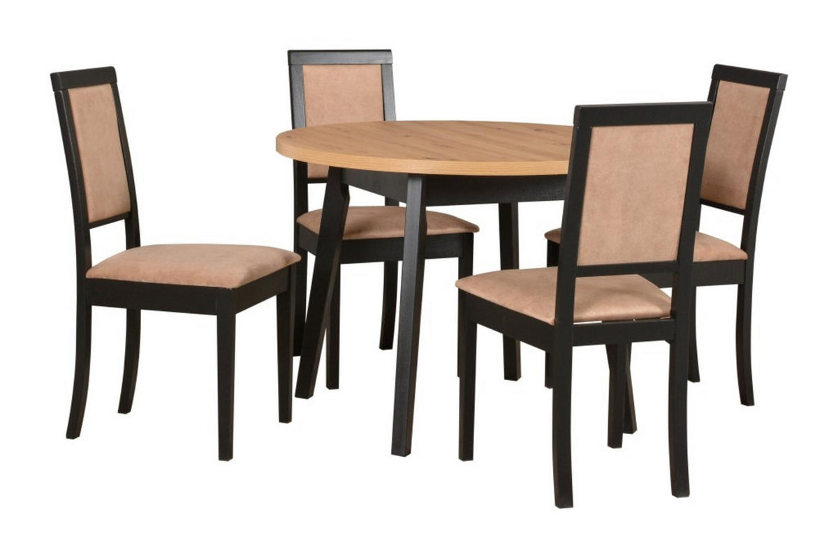 ESSTISCH Oslo 3 L - Schwarz/Eiche Artisan, Holz (100/100/75cm) - Leaf Design